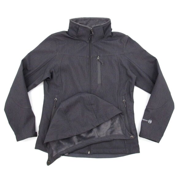 Free Country Jacket Womens Small Gray Soft Shell Faux Fur Lined Removable Hood - Picture 7 of 12